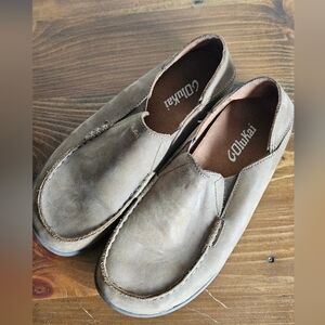 OluKai Boy's Slip-On, Brown Leather , Size K4